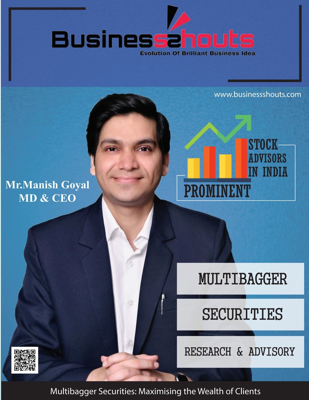 BusinessShouts magazine cover featuring Mr. Manish Goyal